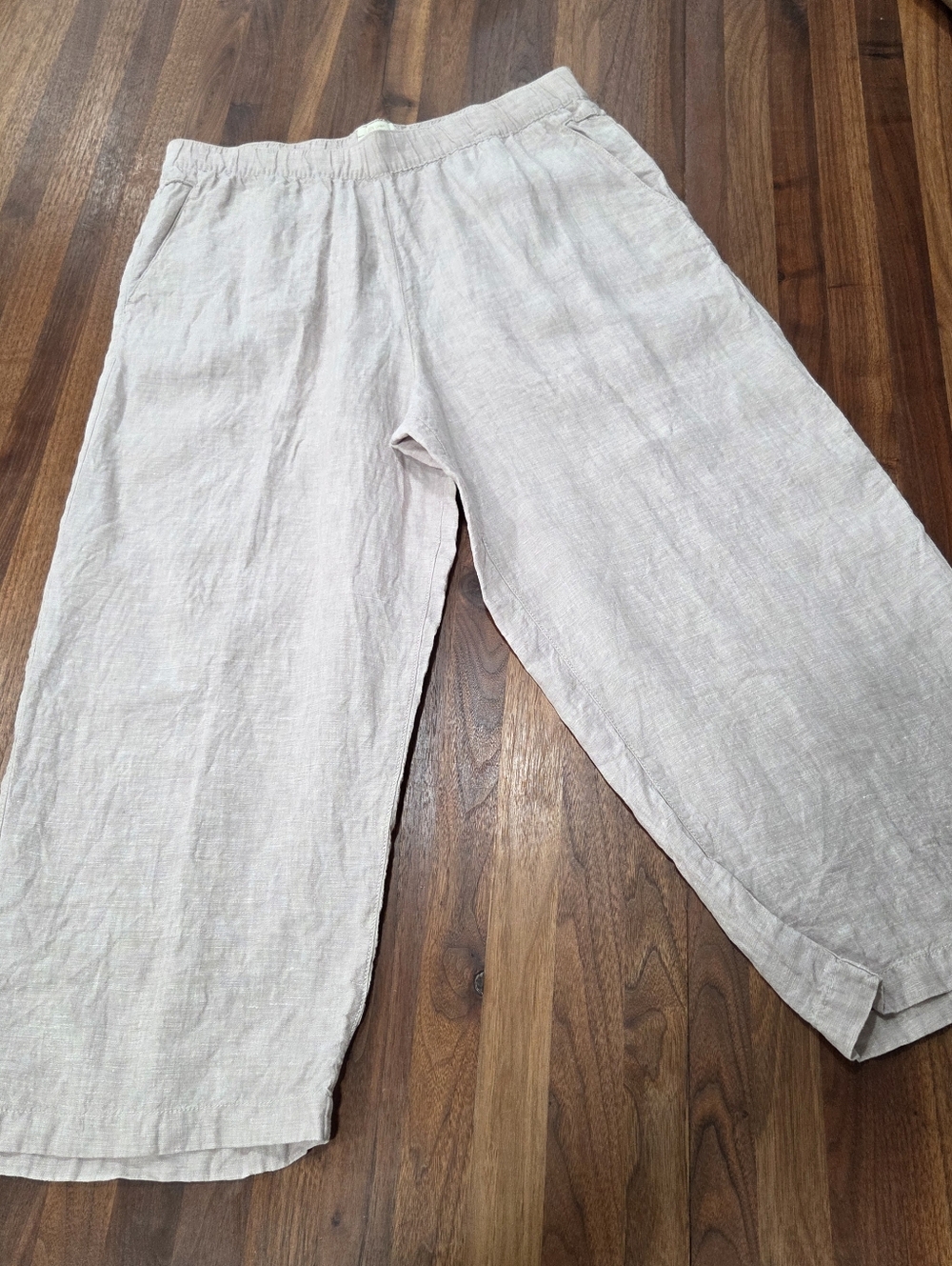 Cynthia Rowley Lightweight In Natural Blush Linen Crop Leg Pants